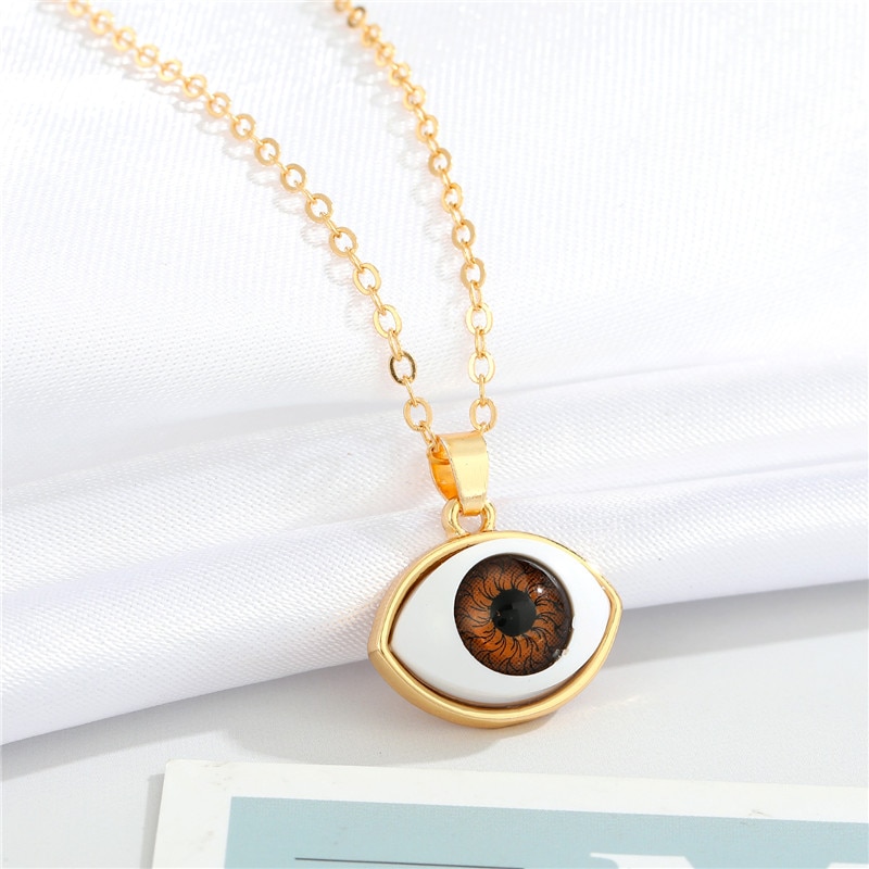 1 Pcs Evil Eye Pendant Necklaces For Women Gift Colored Vintage Resin Turkish Lucky Eye Sweater Clavicle Chain Wedding Jewelry