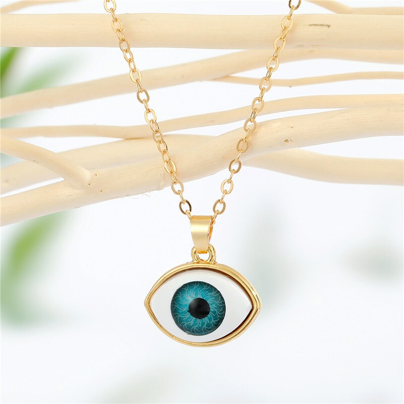 1 Pcs Evil Eye Pendant Necklaces For Women Gift Colored Vintage Resin Turkish Lucky Eye Sweater Clavicle Chain Wedding Jewelry