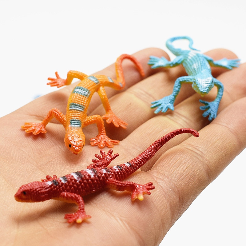 12pcs Lizards Reptile Simulation Plastic Forest Wild Animal Model Toys Tricks Ornaments Lifelike Figurine Home Decor Kids Gift