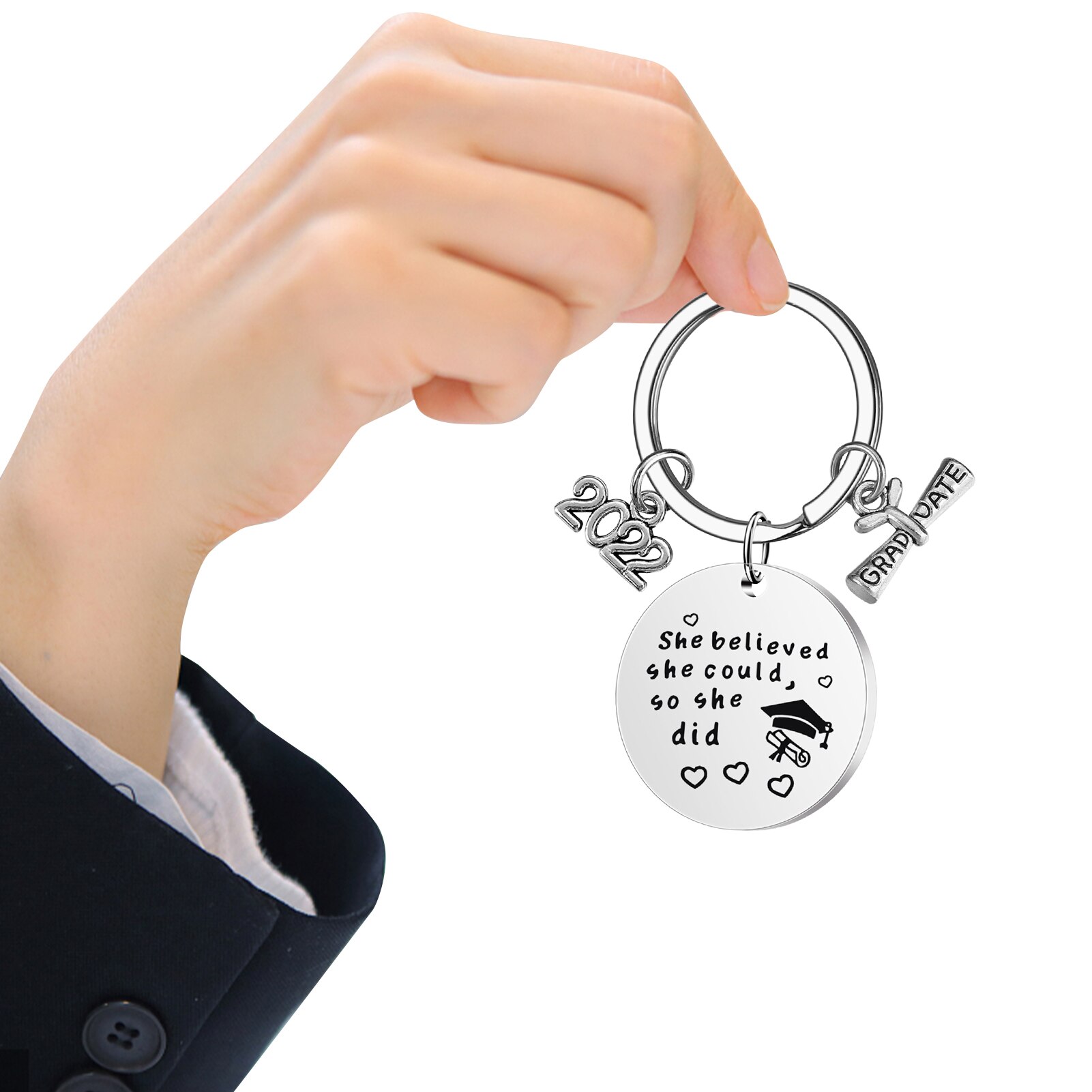 2022 Fashion Stainless Steel Keychain Lettering Class Of 2022 Key Chain Graduate pendant Inspirational Gift DIY Custom Wholesale