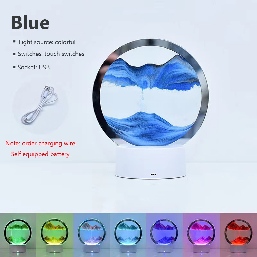 3D Hourglass LED Lamp Quicksand Moving Rotating Art Sand Scene Dynamic Living Room Decoration Accessories Modern Home Decor Gift
