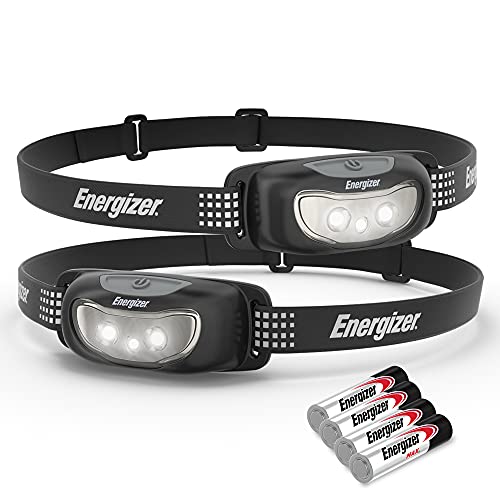 Energizer Universal Plus LED Headlamp, Lightweight Bright Headlamp for Outdoors, Camping and Emergency Light for Adults and Kids, Includes Batteries, Pack of 2
