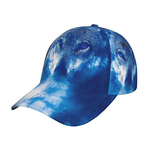 BCQJNB Wolf Blue Winter Baseball Cap Snapback Hats Adjustable Trucker Hat for Men Women