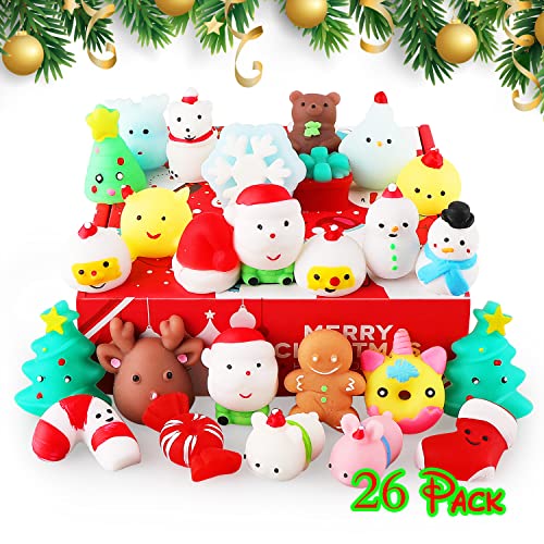 Squishies, Mochi Squishy Toys - Christmas Kawaii Cat Squishys Slow Rising Animals - Party Favors, Goodie Bag, Birthday Gifts, Mini Squishies Stress Reliever Toy Pack
