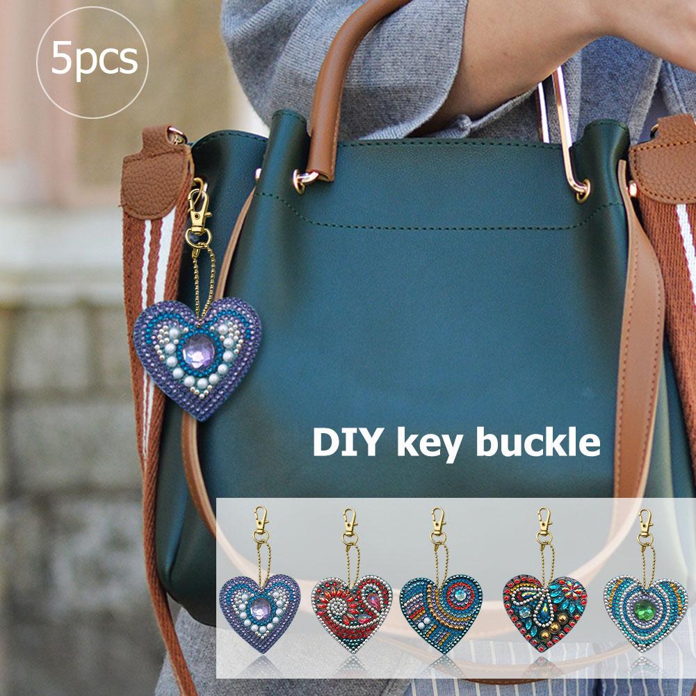 5D Diamond Painting DIY Keychain Diamond Bag Pendant Jewelry Mosaic Home Decoration Pattern Handmade Gift Mini 5pcs Keychain