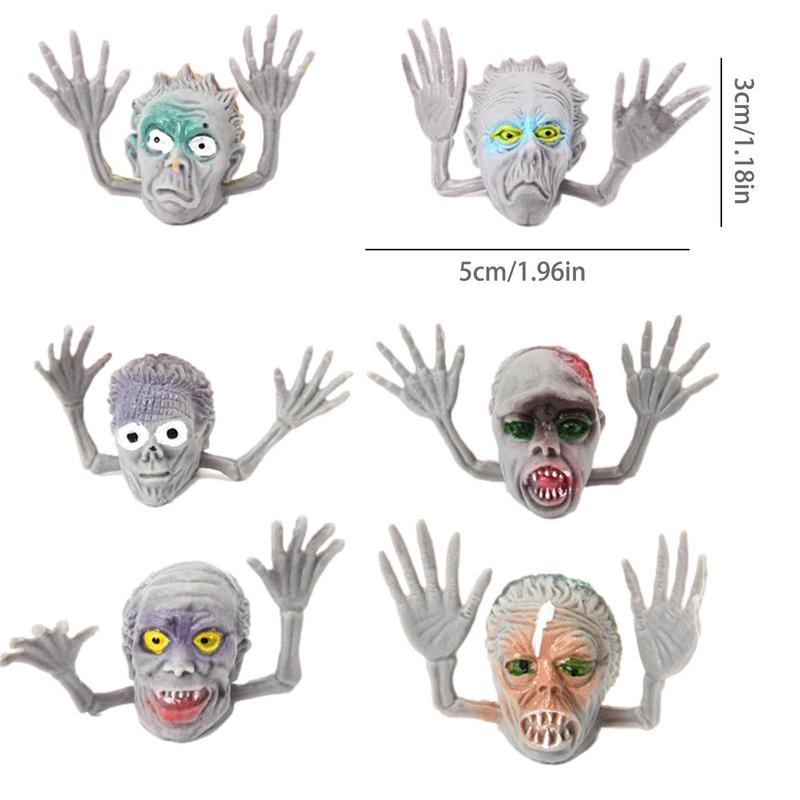 6pcs Little Monsters Finger Puppets Toy Mini Ghost Head Zombie Telling Story Puppets Hand PVC Toys Party Halloween Gifts For Kid