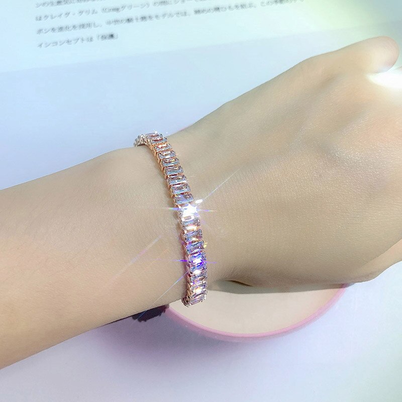 Adjustable Charm Crystal Tennis Bracelets for Women Men 2.5*5mm Zirconia Hippie Trend Bracelet on Hand Fashion Jewelry Gifts