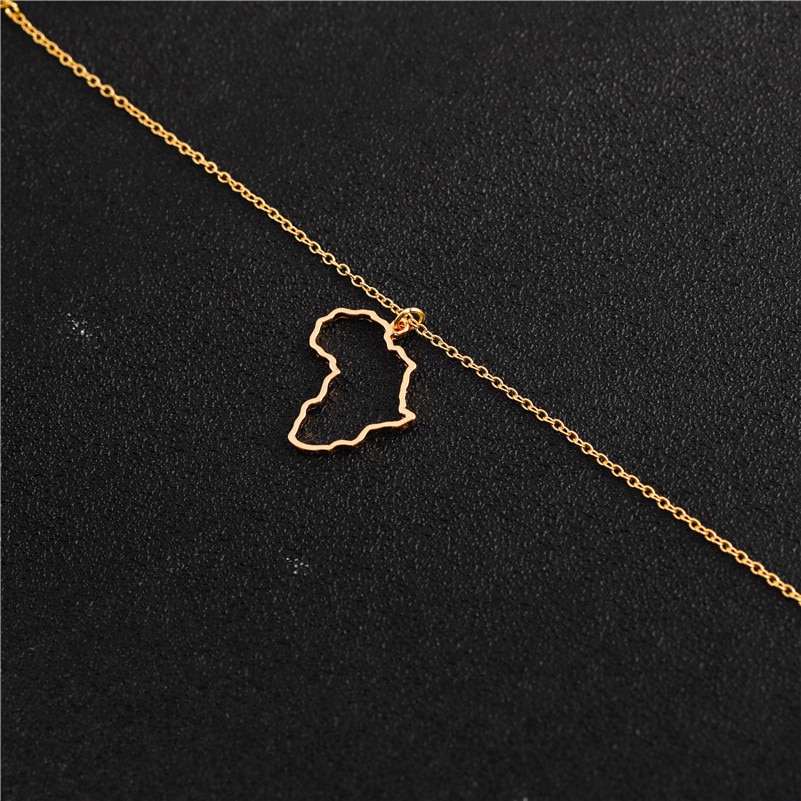 Africa Map Necklace Dainty Gold Color Hollow Map Pendant Motherland Map Choker Clavicle Chain Necklaces For Women Men Best Gifts