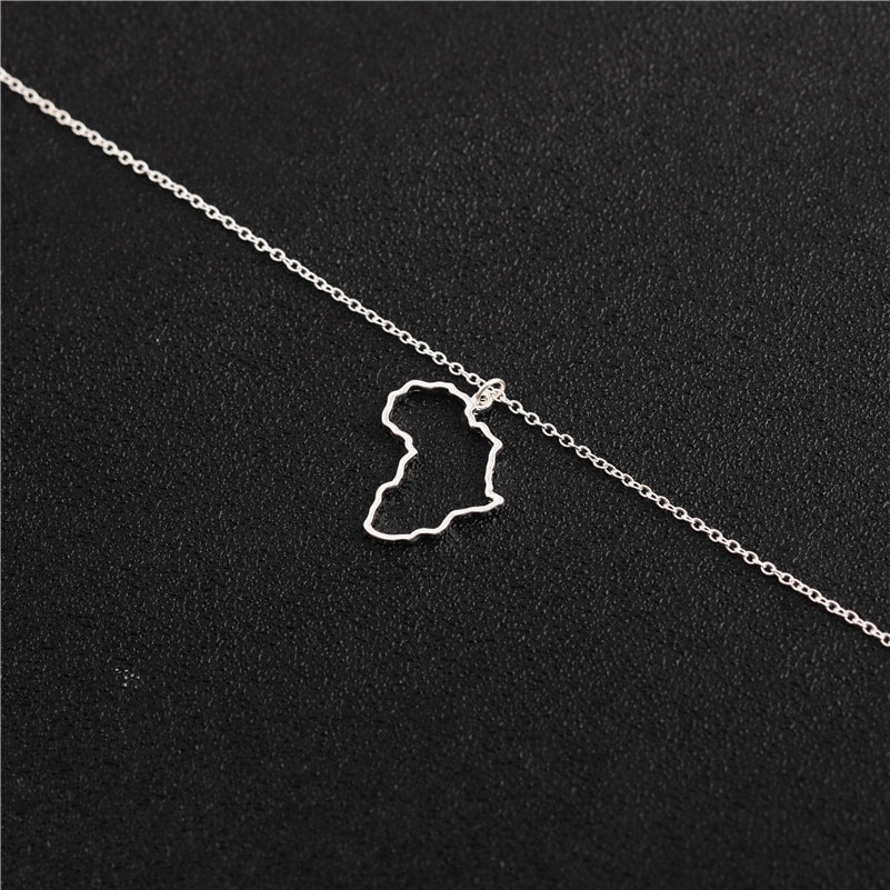 Africa Map Necklace Dainty Gold Color Hollow Map Pendant Motherland Map Choker Clavicle Chain Necklaces For Women Men Best Gifts