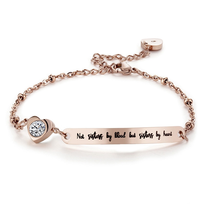 Best Friends Bracelet Stainless Steel Bangle Friend Jewelry Friendship Gift "Not Sisters By Blood But Sisters By Heart"