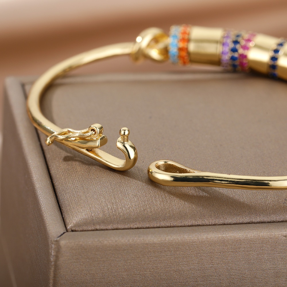 Bohemia Stainless Steel Bracelet For Women Colored Zircon Bangle Boho Fashion Jewelry Gift Bijoux Femme