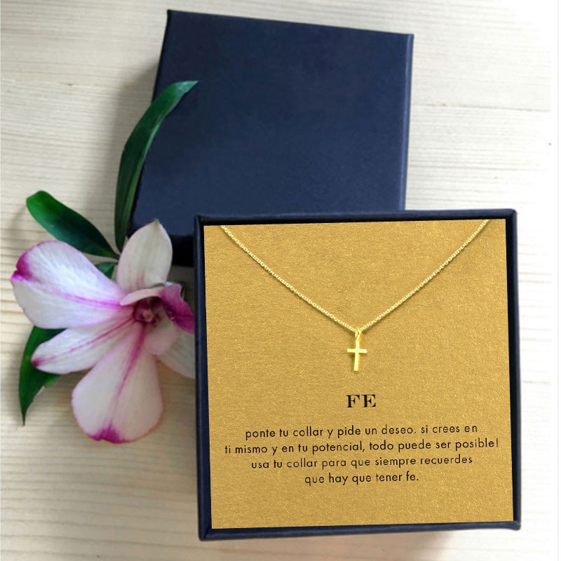 Chritian Golden Cross Pendant Necklace For Women Short Chain Simple Minimalist Faith Choker Jewelry Gift Festival Jewelry