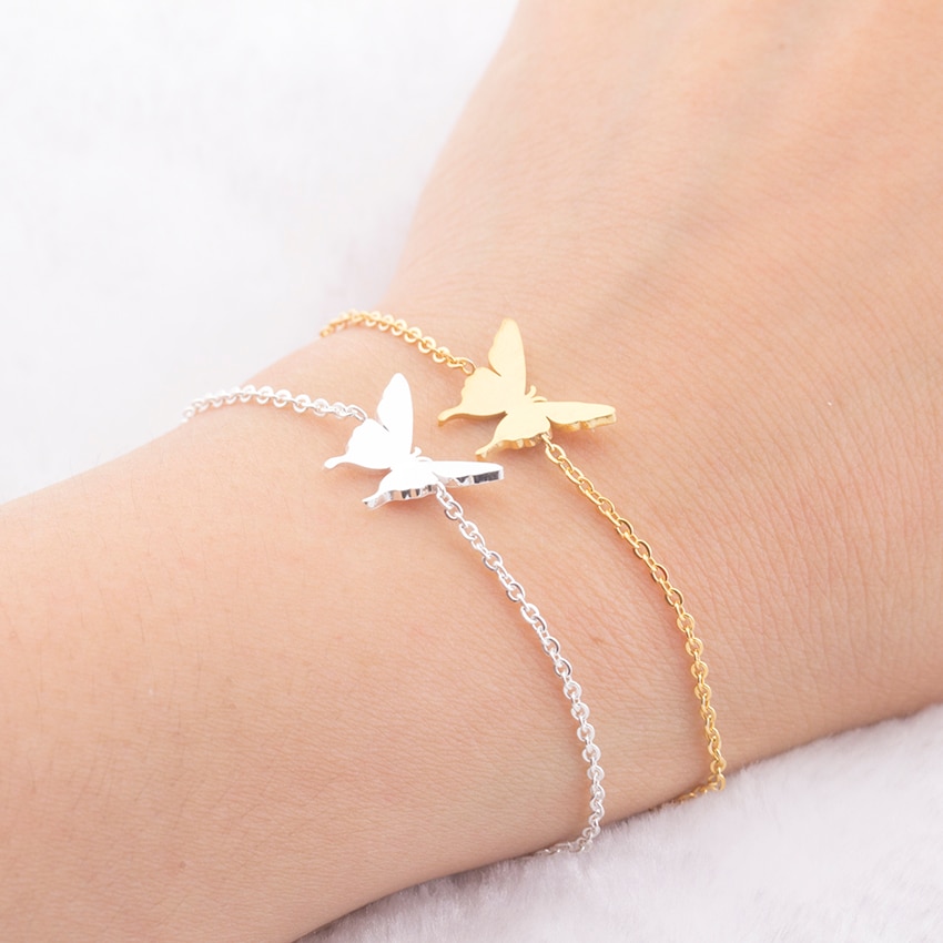 Cute Butterfly Bracelets For Women Boho Jewelry Stainless Steel Animal Bracelet Femme Best Friend Gifts