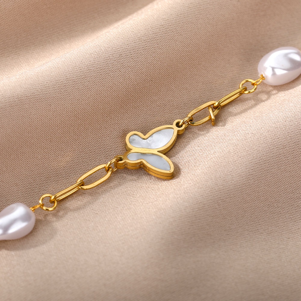 Cute Opal Stone Moonstone Butterfly Bracelets For Women Stainless Steel Charm Pin Chain Party Jewelry Gift Bijoux Femme