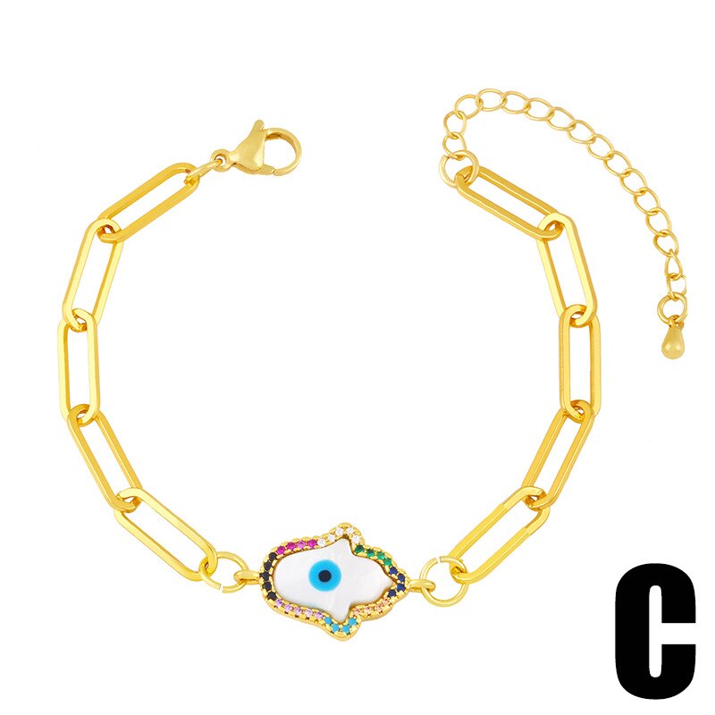Demon Eye Bracelet For Women Stainless Steel Gold Color Charm Pin Chain Bracelet Turkish Evil Eye Jewelry Gift Boho Bijoux Femme