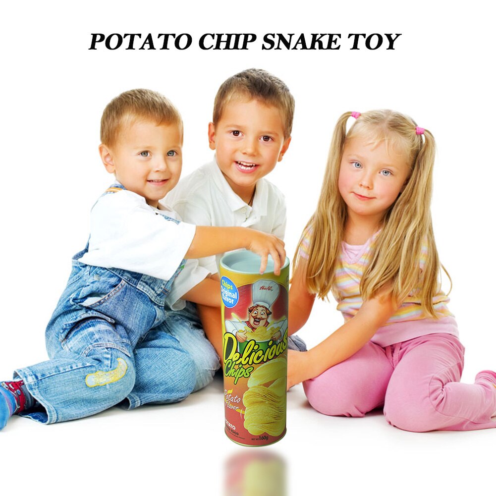 Funny Potato Chip Can Jump Spring Snake Roach Toy Gifts April Fool Day Halloween Party Decor Prank Trick Joke Toys