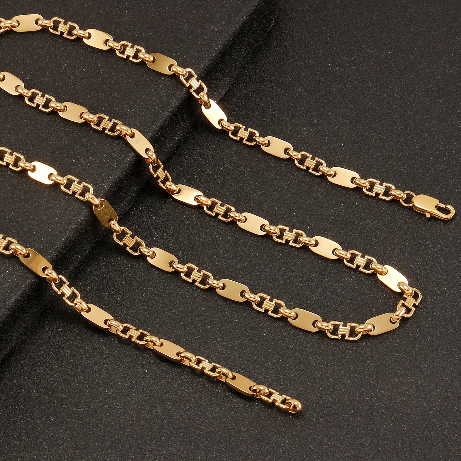 Golden Double D Necklace for Women Men Stainless Steel Hip Hop Curb Cuban Link Chain Bracelets Fashion Jewelry Accessories Gift