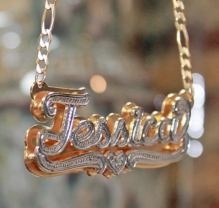 DUOYING Zircon Custom Necklace Double Gold plated Nameplate 3D Necklace Personalized Necklaces Choker Women Name Necklace Gift