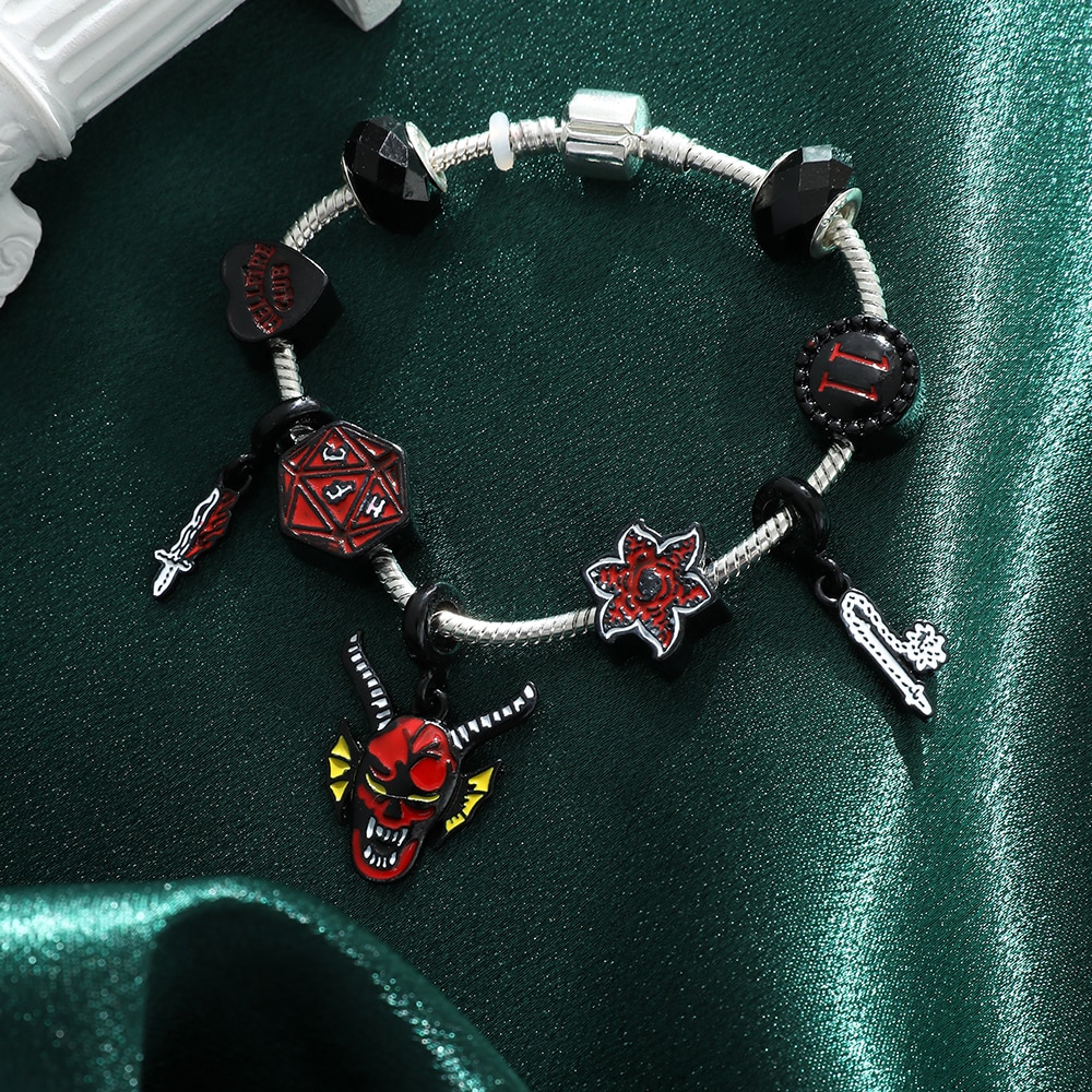 Hellfire Club Eddie Munson Bracelet for Women Beads Demodog Black Color DIY Charms Jewelry Friends Gift