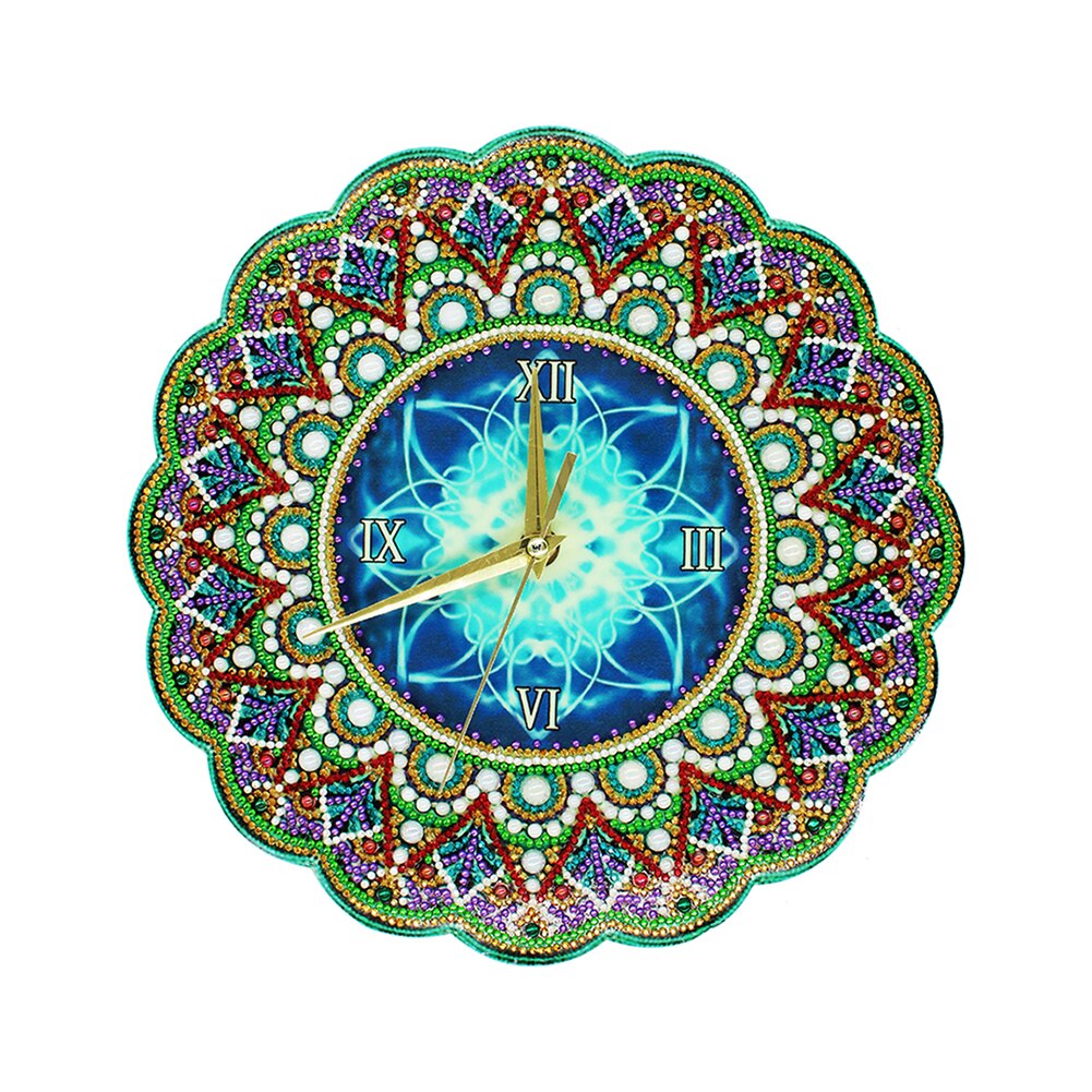 Mandala Luminous Diamond Painting Clock DIY Full Drill Special Shape Diamond Painting Cross Stitch Wall Clock Home Decor Gift