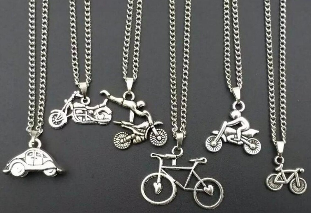 Mixed style Bicycle Motorcycle Pendant Necklace Statement Jewelry Woman Mens Charms Jewelry Gift