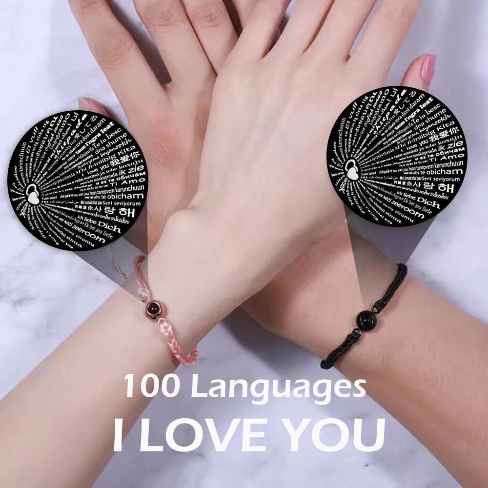New 100 Languages I Love You Nano Projection Bracelets Jewelry Couple Bracelets Gift For Women Men Wedding Anniversary