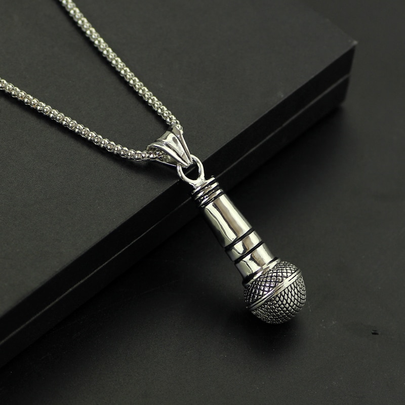 New Fashion Hip-hop Rock Personality Microphone Pendant Necklace For Men Chian Choker Music Lover Jewelry Accessories Gifts