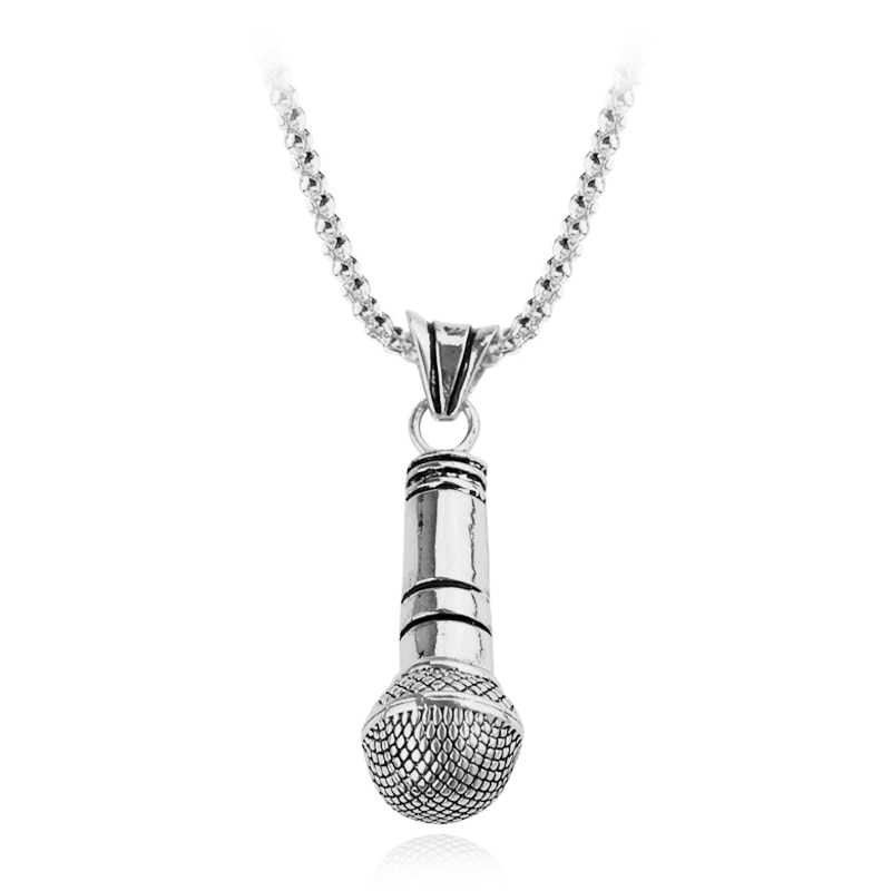 New Fashion Hip-hop Rock Personality Microphone Pendant Necklace For Men Chian Choker Music Lover Jewelry Accessories Gifts