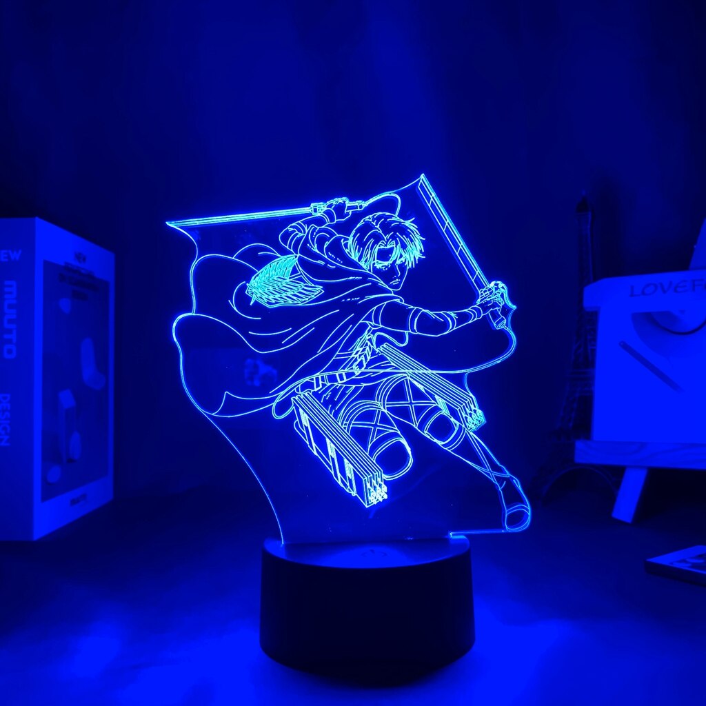 Newest Attack on Titan Acrylic 3d Lamp Levi Ackerman for Home Room Decor Light Child Gift Levi Ackerman LED Night Light Anime