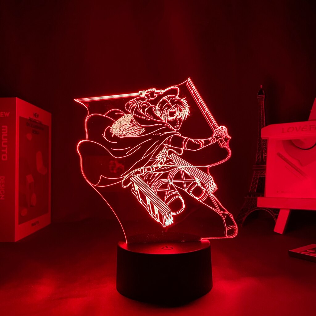 Newest Attack on Titan Acrylic 3d Lamp Levi Ackerman for Home Room Decor Light Child Gift Levi Ackerman LED Night Light Anime