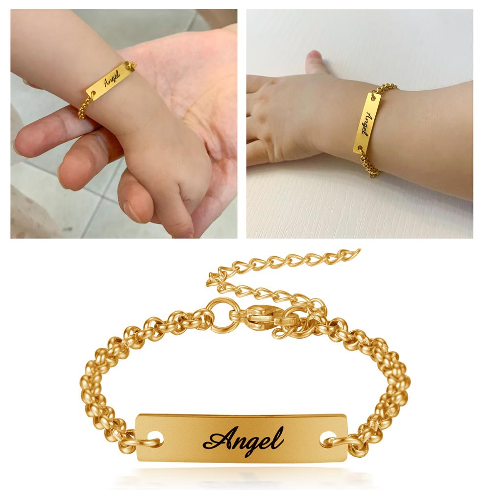 Personalize Custom Baby Name Bracelet Women Men Stainless Steel Adjustable Bracelet New Born to Child Christmas Gifts No Fade