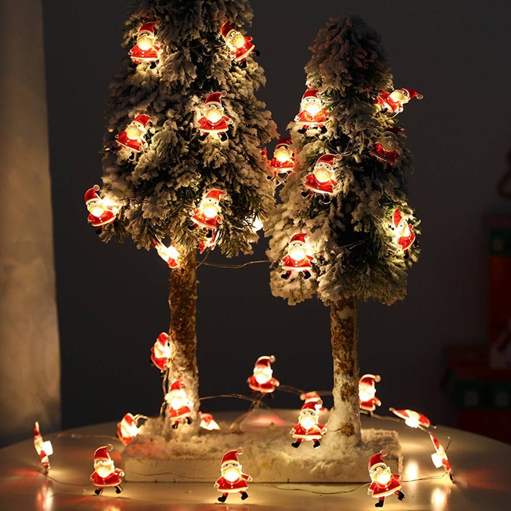 2M 20Led  Santa Claus LED String Lights Fairy Lights Led Light Battery-operated Garland New Year Christmas Decorations Navidad