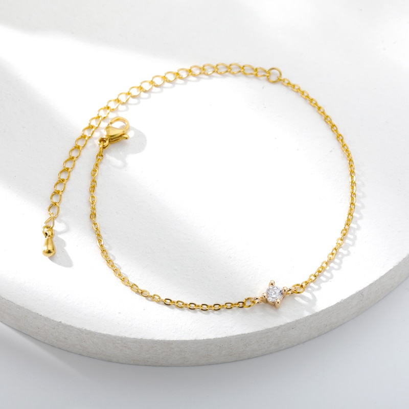 Single Zircon Circle Bead Bracelets For Women Stainless Steel Bracelet Summer Jewelry Couple Friends Accessories Gift 2022