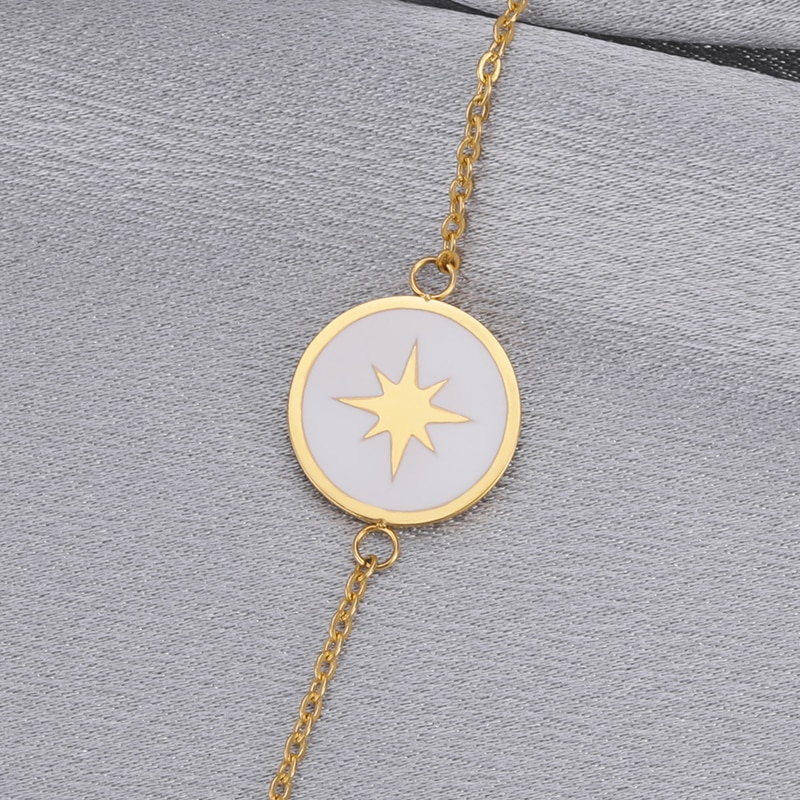 Stainless Steel Dripping Oil Octagonal Star Bracelets Simple Polaris Gold Color Adjustment Bracelets Fashion Jewelry Girls Gifts