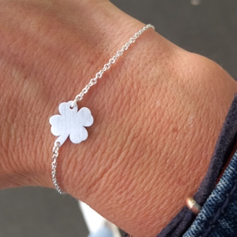 Stainless Steel Four Leaf Heart Lucky Clover Charm Bracelet For Women Man Pulseira Feminina Lover Jewelry Wedding Party Gifts