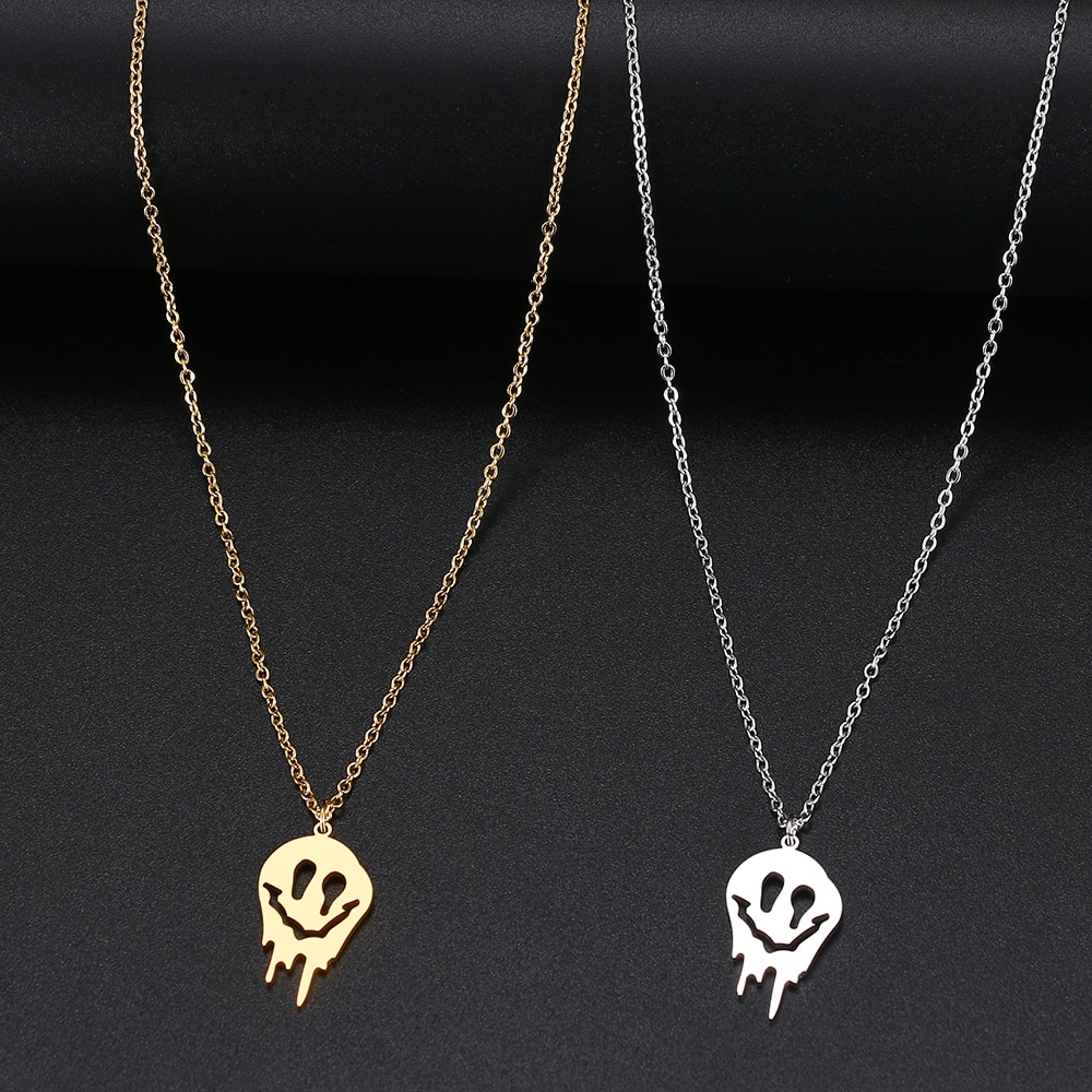 Stainless Steel Necklaces Halloween Ghost Gothic Pendant Chain Fashion Necklace For Women Jewelry Party Friends Gifts One Piece