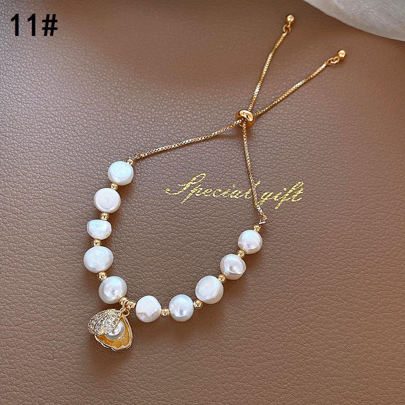 Trendy Bracelet New Design Natural Crystal Pearl Bracelets & Bangles Woman Jewelry Beaded Stretch Wrist Chains Female Gift