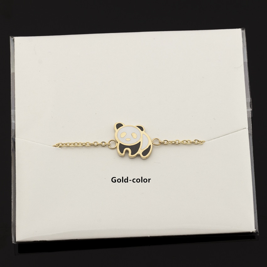 V Attract Stainless Steel Cute Panda Cuff Bracelet Women Fashion Jewelry Animal Charm Pulseira Best Friend Gift