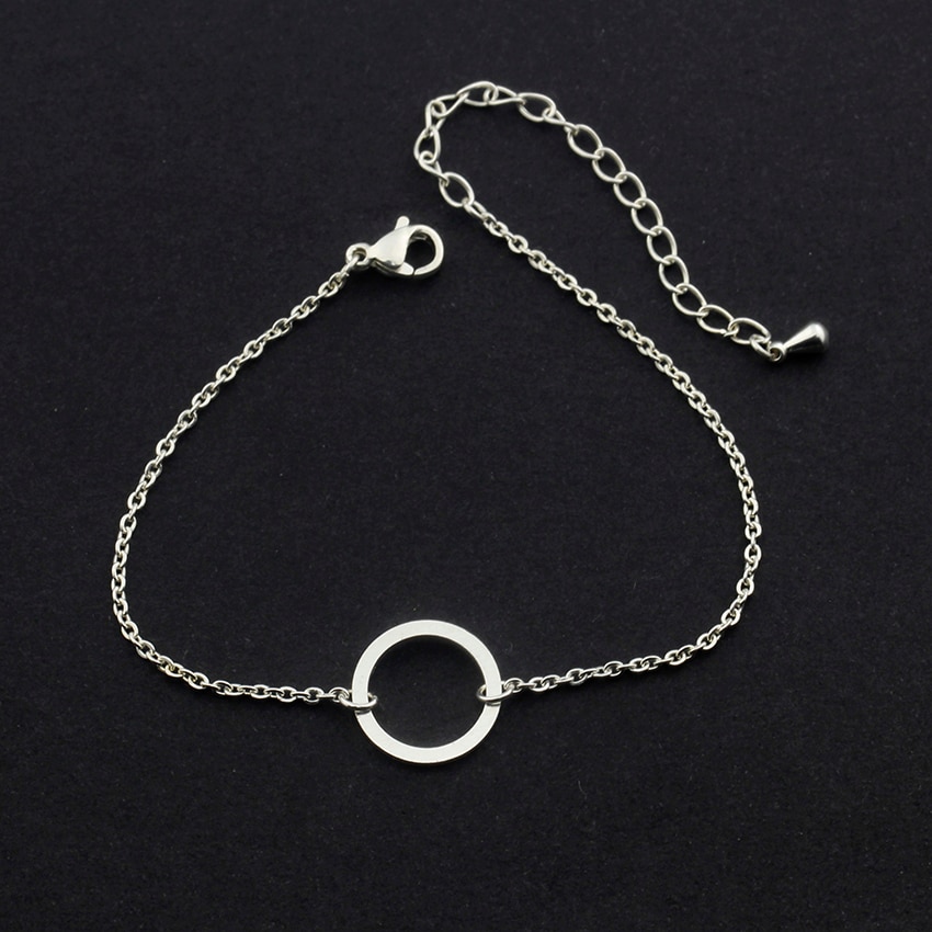 Vintage Round Circle Bracelet For Women Stainless Steel Geometric Karma Bracelet Chain Charm Body Jewelry Party Gifts