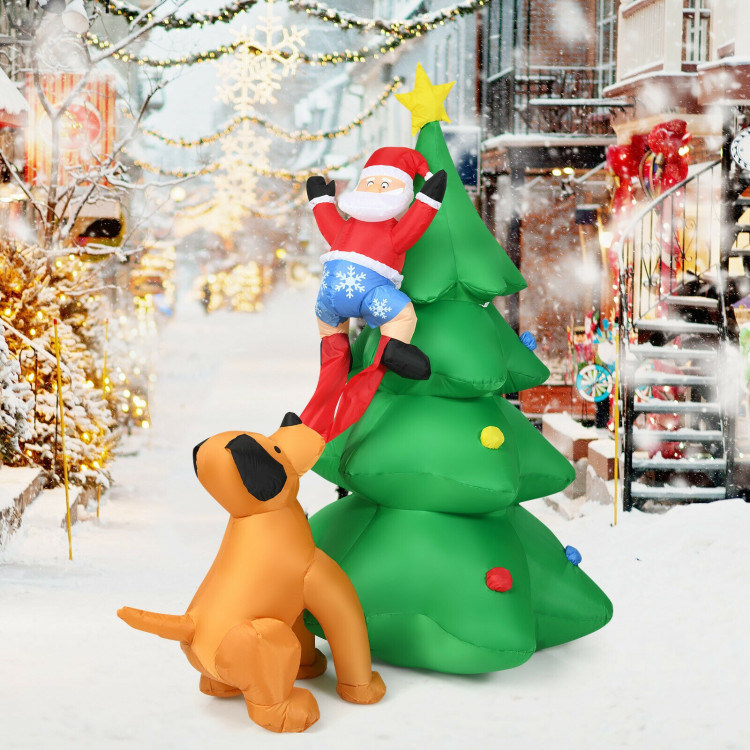 6.5 Feet Outdoor Inflatable Christmas Tree Santa Decor with LED Lights