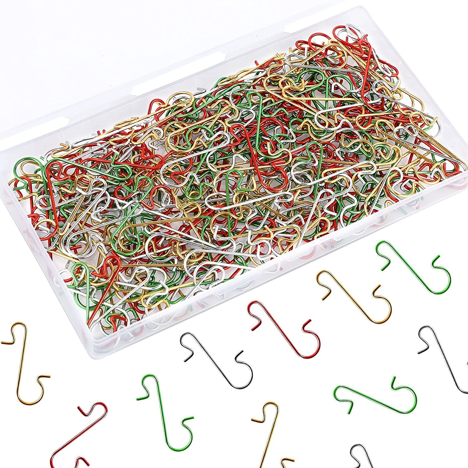240Pcs Ornament Hooks Gold Metal Wire Hooks S-Shaped Hangers with Storage Box for Hanging Xmas Tree Decoration