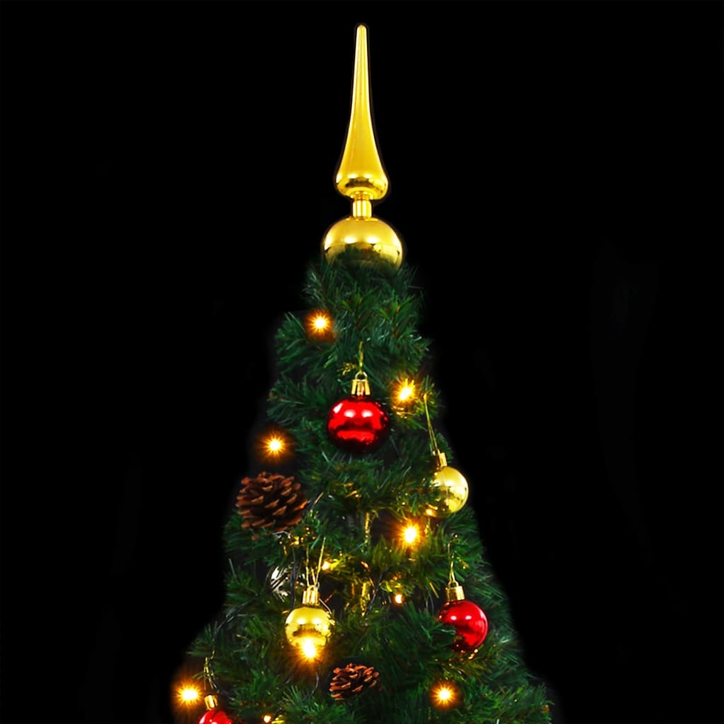 Artificial Christmas Tree with Baubles and LEDs Green 82.7"