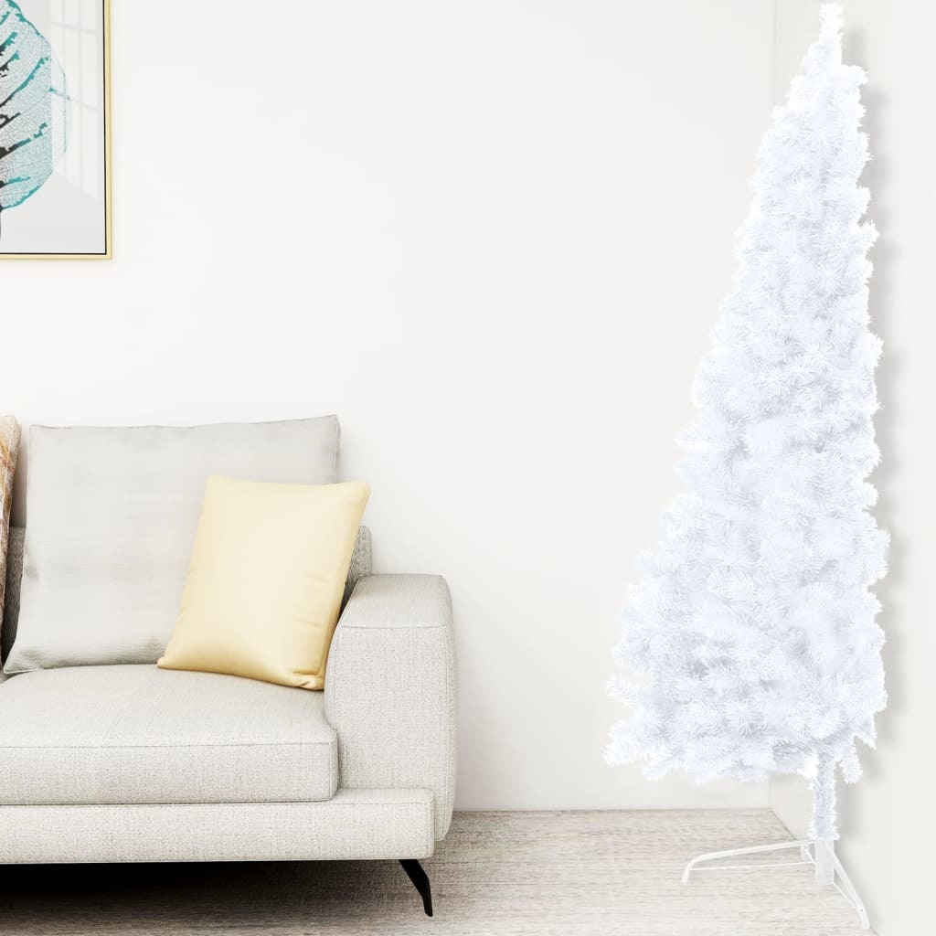 Artificial Half Christmas Tree with Stand White 82.6" PVC