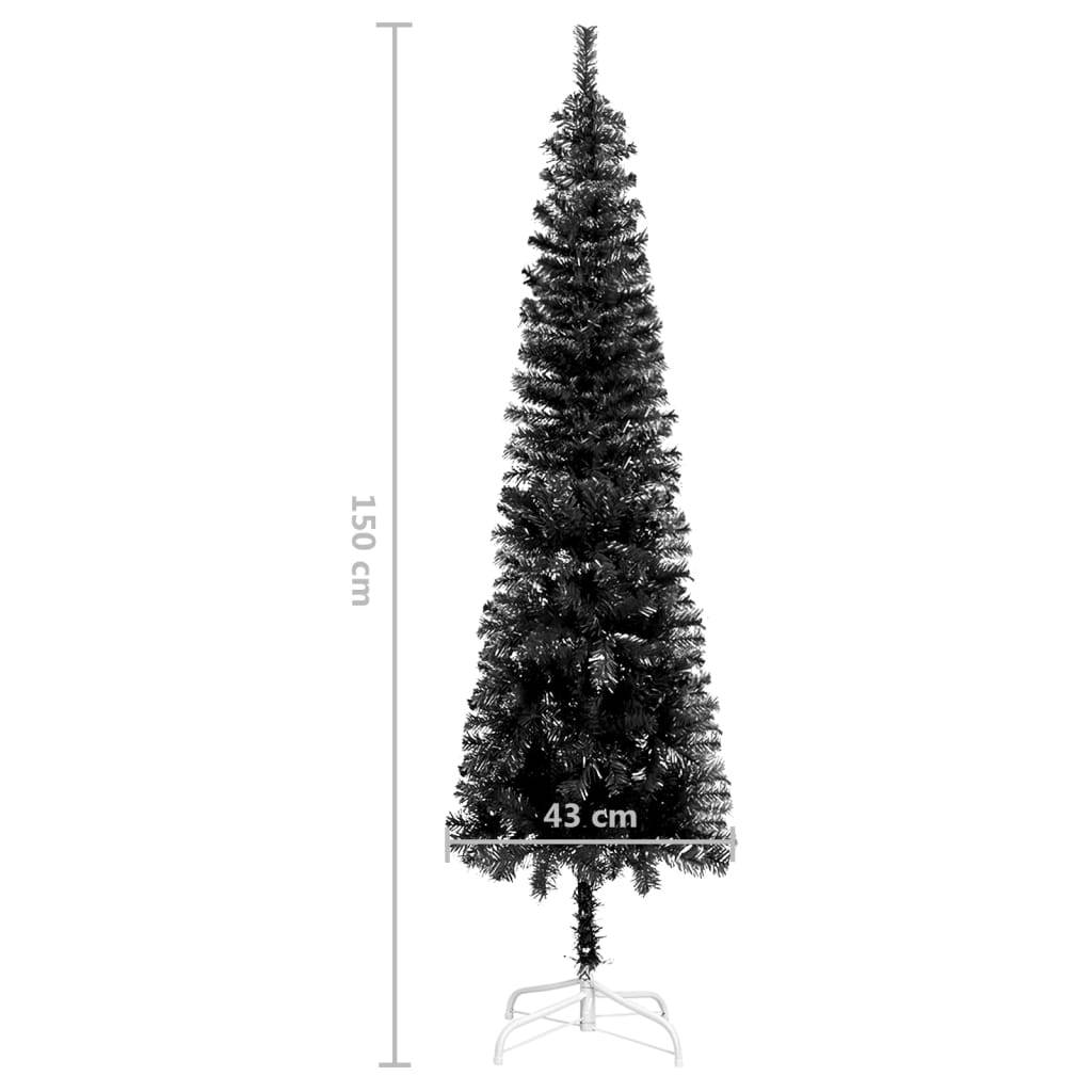 Slim Christmas Tree with LEDs Black 59.1"