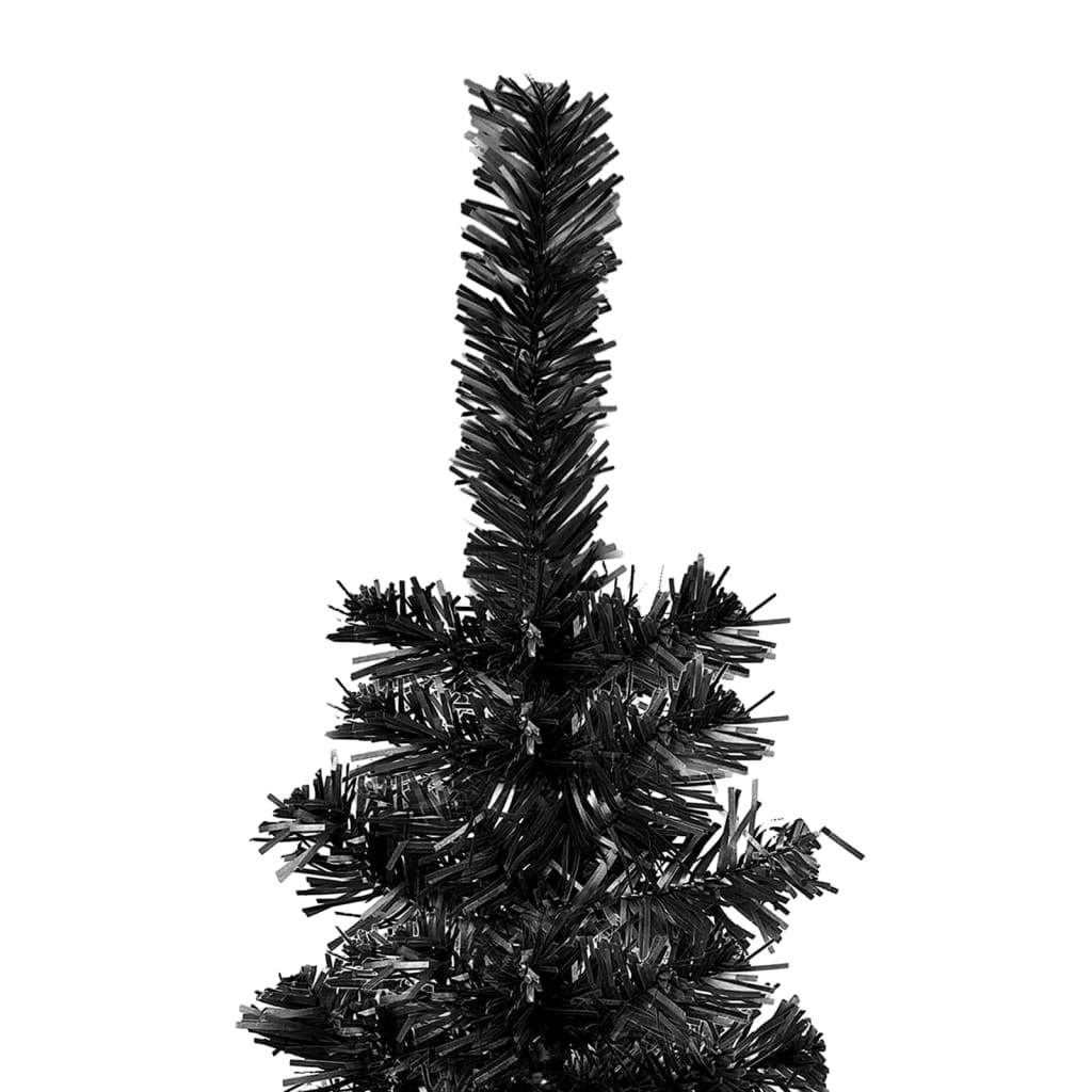 Slim Christmas Tree with LEDs Black 70.9"