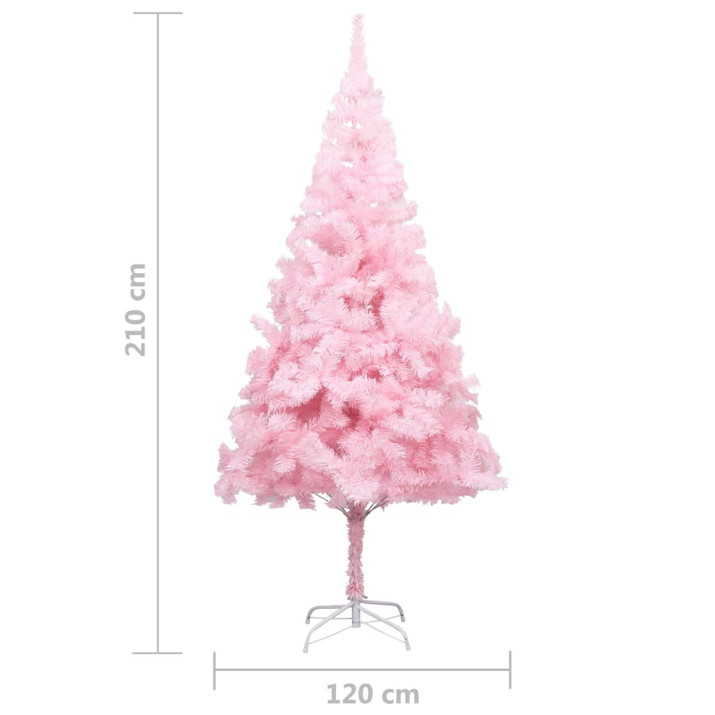 Artificial Christmas Tree with LEDs&Stand Pink 82.7" PVC
