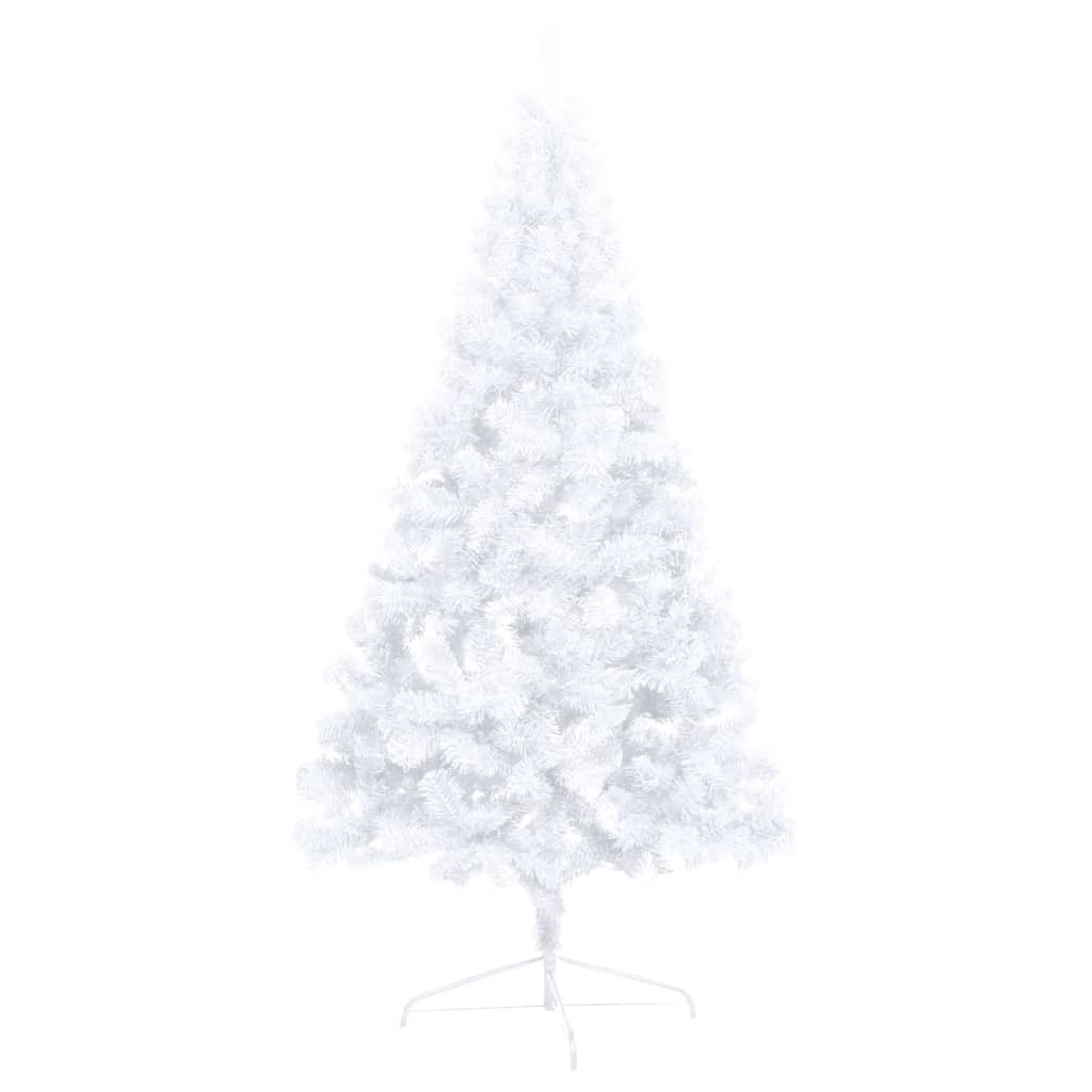 Artificial Half Christmas Tree with LED&Stand White 70.8" PVC