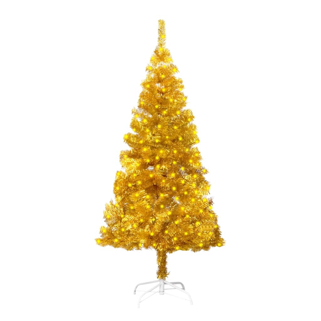 Artificial Christmas Tree with LEDs&Stand Gold 59.1" PET