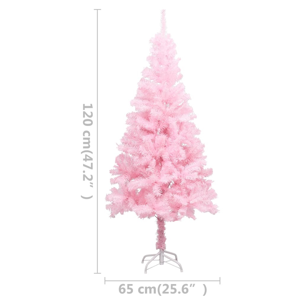 Artificial Christmas Tree with LEDs&Stand Pink 47.2" PVC (329177+330046)