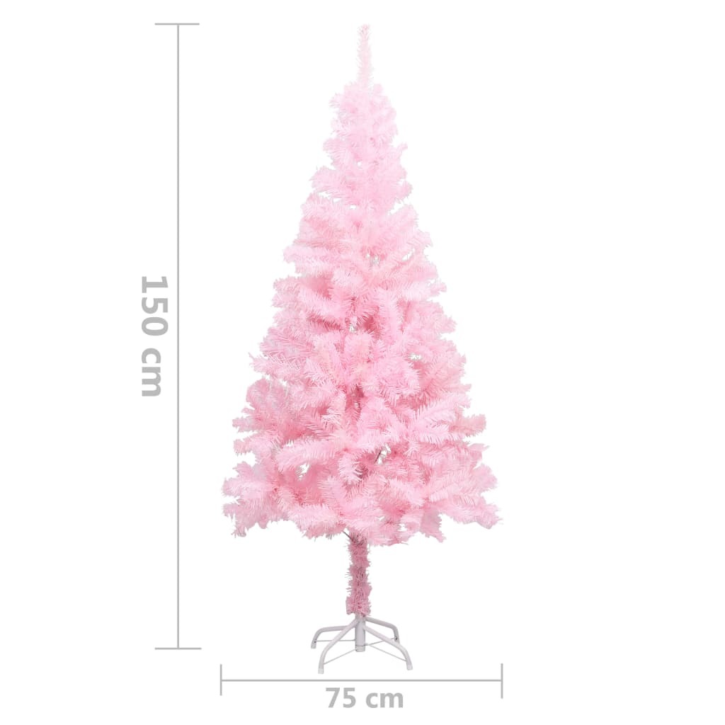 Artificial Christmas Tree with LEDs&Stand Pink 59.1" PVC